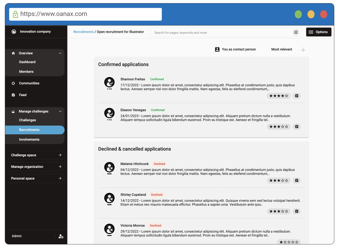 Manage applications and recruitments